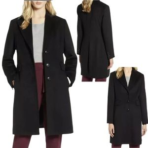 Halogen Longline Single Breasted Wool Blend Topper Coat Black Plus Size 18W $329